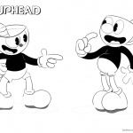 Cuphead and Mugman from Cuphead Coloring Pages Black and White