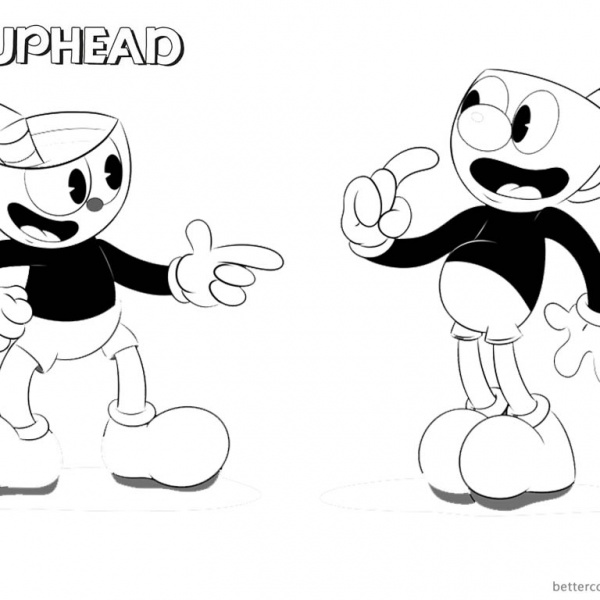 Cuphead Coloring Pages Cuphead and Mugman - Free Printable Coloring Pages