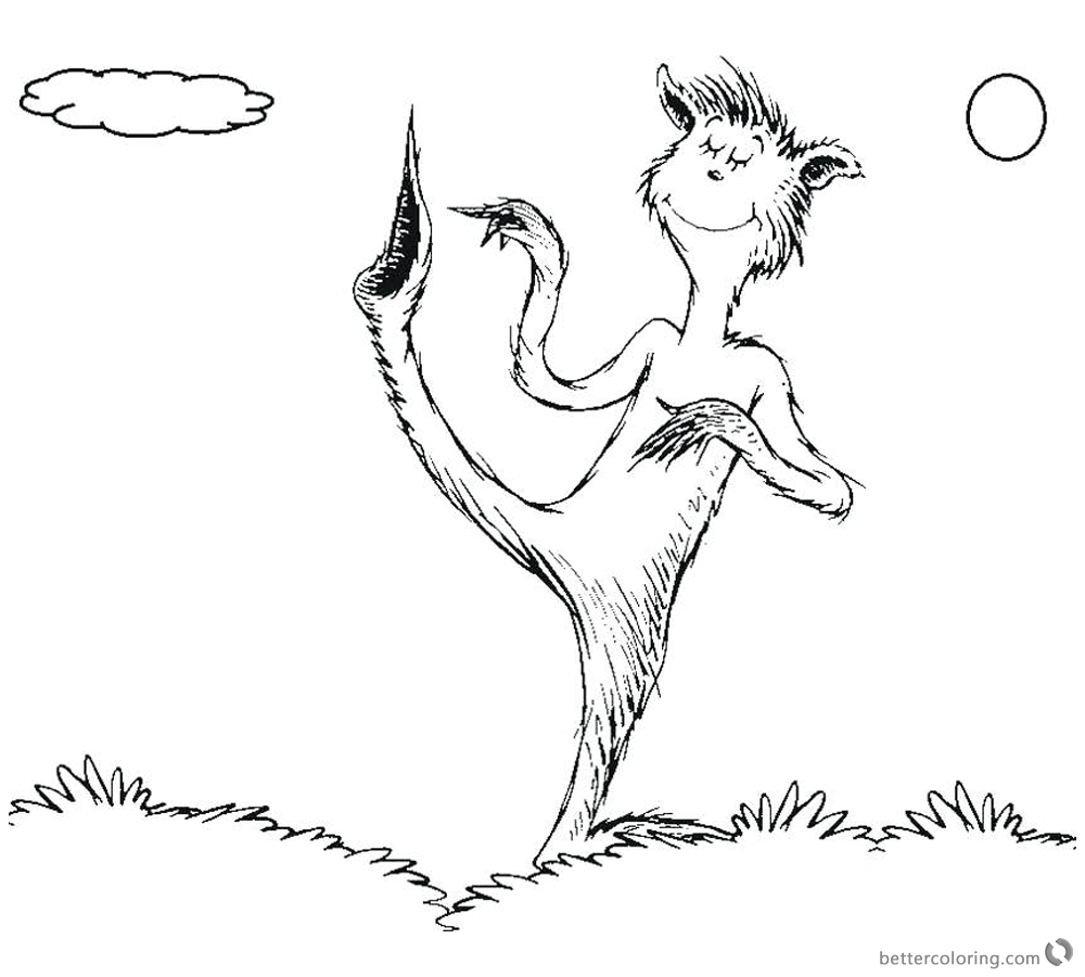 Cute Green eggs and ham by Dr Seuss Coloring Pages - Free Printable