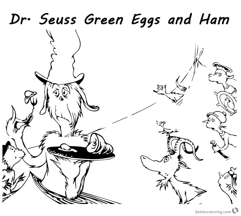Dr Seuss Green eggs and Ham Coloring Pages Watching the ...