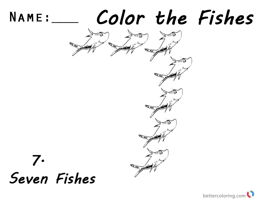 One Fish Two Fish by Dr Seuss  Coloring Pages Fish Number 7 printable