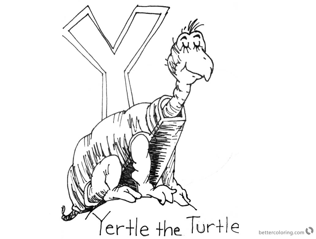 Dr Seuss Yertle the Turtle Coloring Page Turtle with Letter Y printable