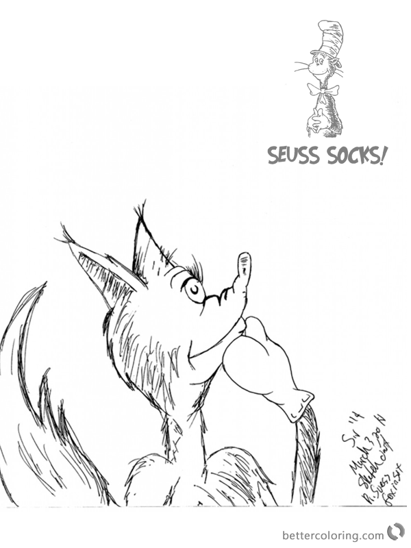 Fox in Socks Coloring Pages Fox is Thinking about something printable