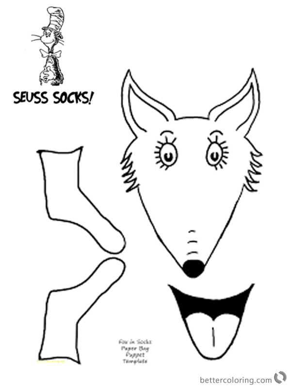 Fox in Socks by Dr Seuss Coloring Pages Bag DIY Free Printable