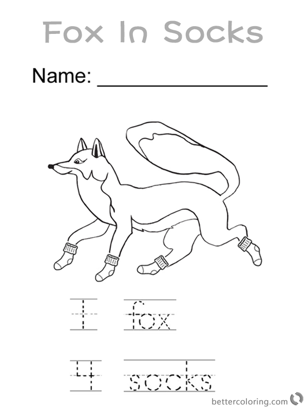 Fox in Socks from Dr Seuss Coloring Pages worksheet printable