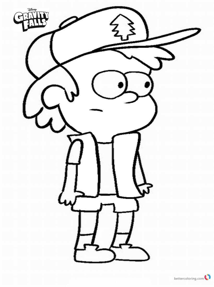 Gravity falls coloring pages Dipper Surprised printable