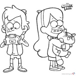 Gravity falls coloring pages Mabel Dipper and Cat