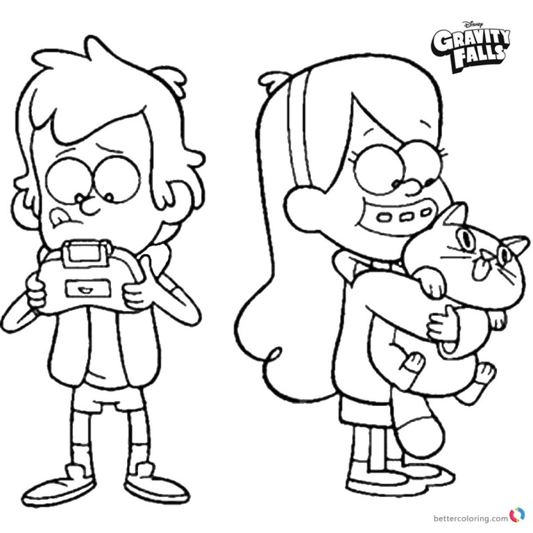 Gravity falls coloring pages Mabel - Gravity Falls Coloring Pages Mabel Dipper And Cat 768x768