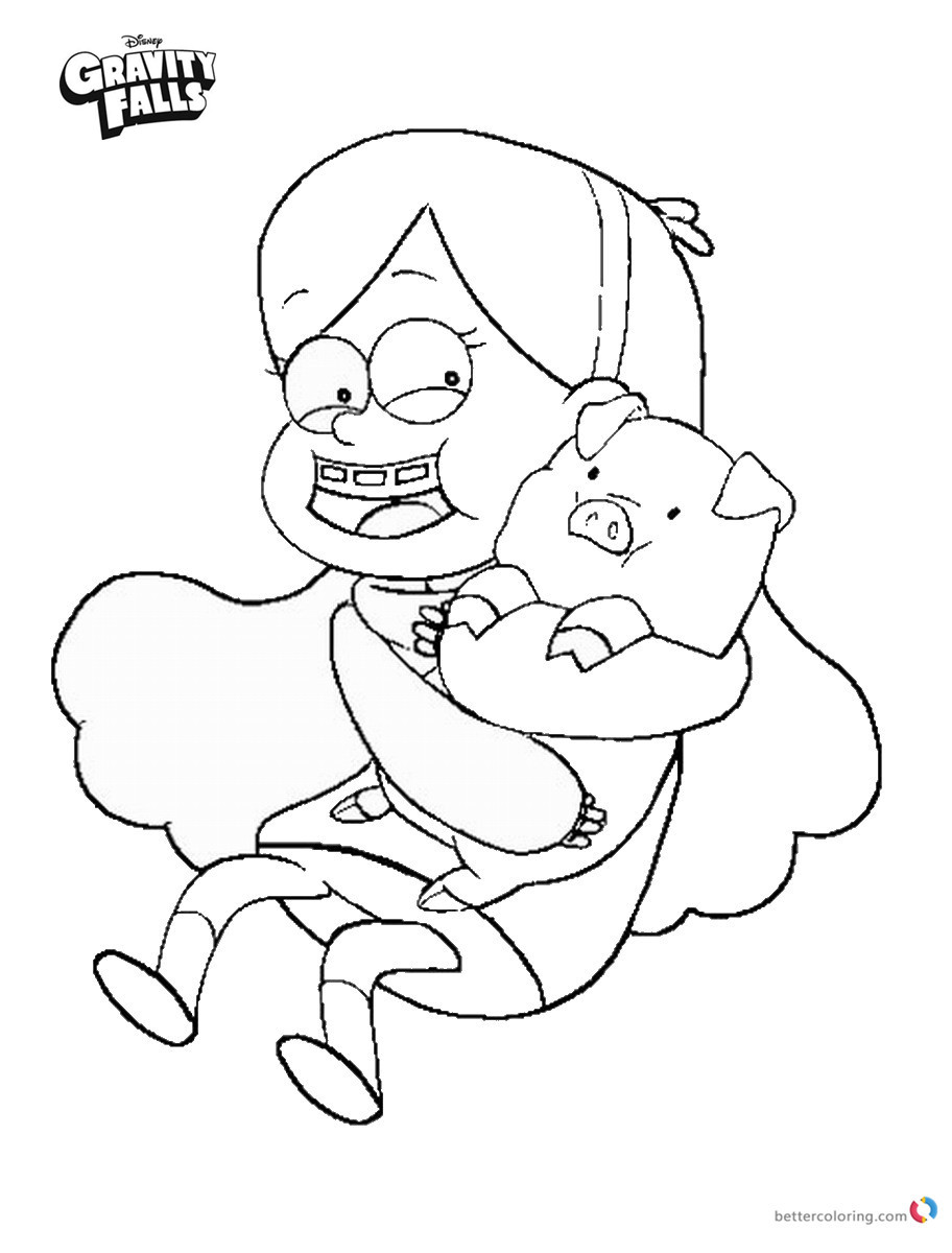 Gravity falls coloring pages Mabel and Waddles - Free Printable