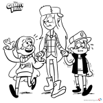 Gravity falls coloring pages Wendy Mabel and Dipper