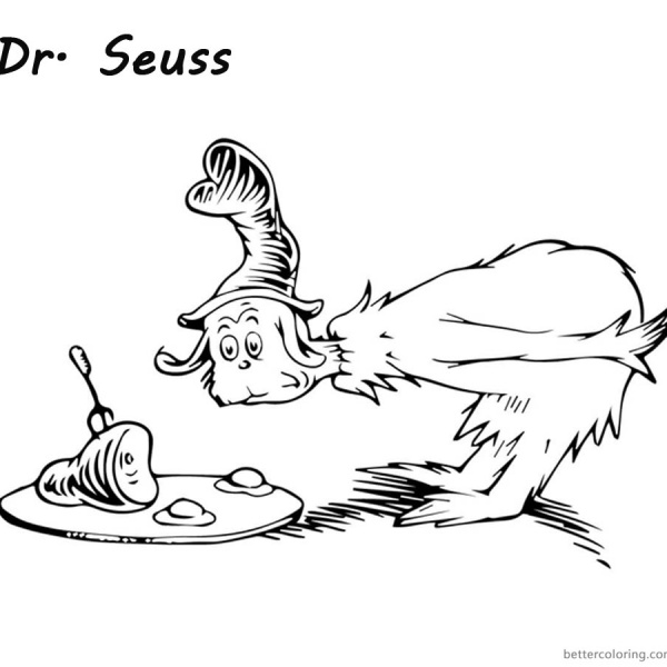 Dr Seuss Green eggs and Ham Coloring Pages six eggs and six Hams Free