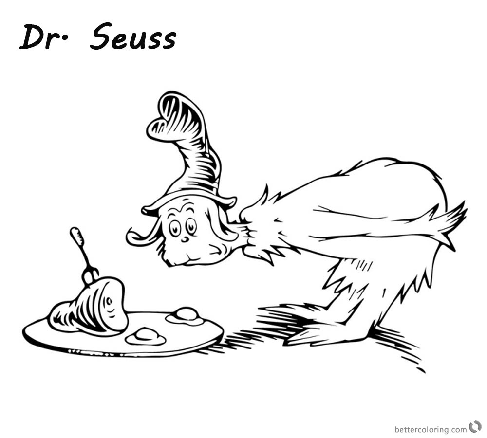 Green eggs and Ham Coloring Pages Black and White printable