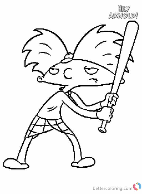 Hey Arnold Coloring Pages Arnold Play Baseball printable