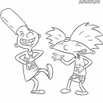 Hey Arnold Coloring Pages Arnold and Gerald Laughing