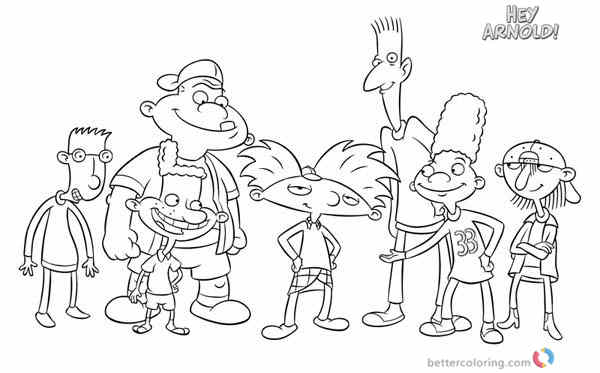 Hey Arnold Coloring Pages Characters together printable