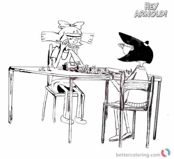 Hey Arnold coloring pages playing chess printable