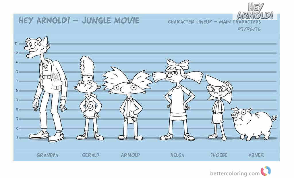 Hey Arnold coloring pages new characters design jungle movie printable