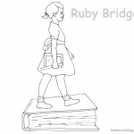 Ruby Bridges Coloring page Goes to School with book