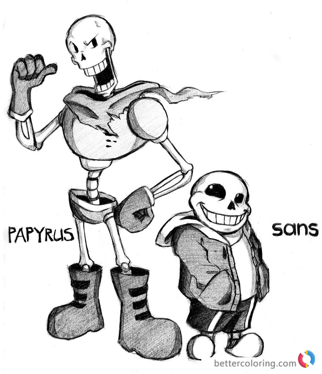 Undertale coloring pages skelebros by smudgeandfrankprintable