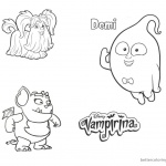 Vampirina coloring pages Wolfie Demi and Gregoria