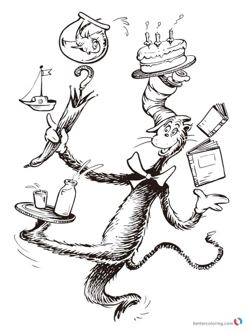 Download Dr Seuss coloring pages cat in the hat - Free Printable ...