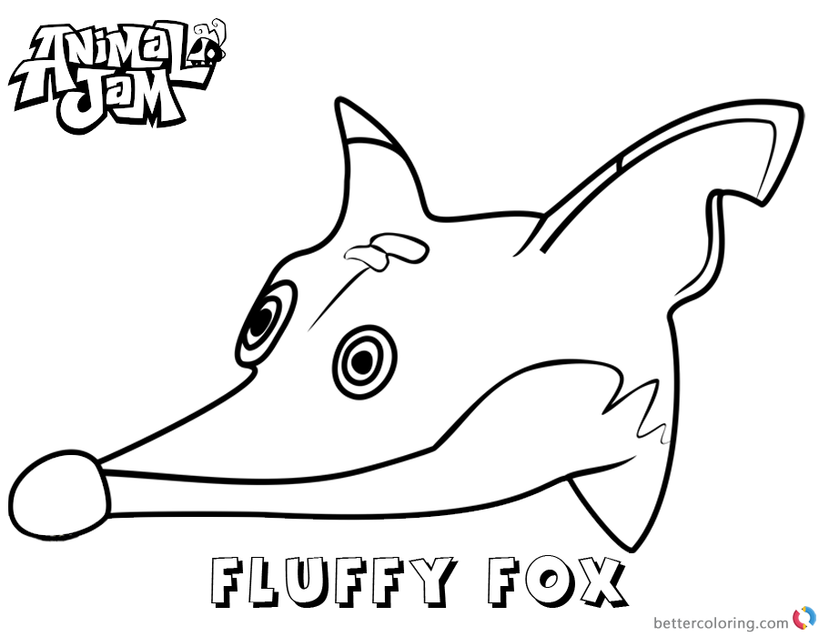 Animal Jam Coloring Pages Fluffy Fox Head printable