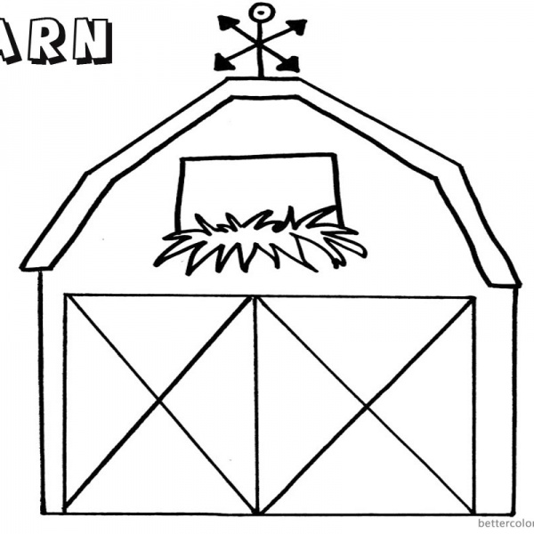Barn Coloring Pages tall barn with a door and a window - Free Printable ...