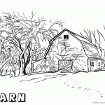 Barn Coloring Pages Realistic barn drawing