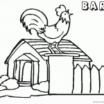 Barn Coloring Pages Rooster crowing