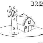 Barn Coloring Pages barn and windmill