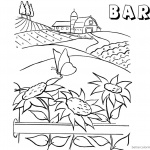 Barn Coloring Pages barn on the hills