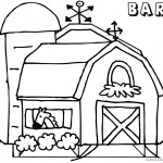 Barn Coloring Pages horse in the barn