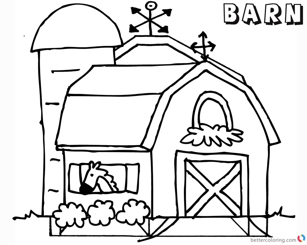 Download Barn Coloring Pages horse in the barn - Free Printable ...