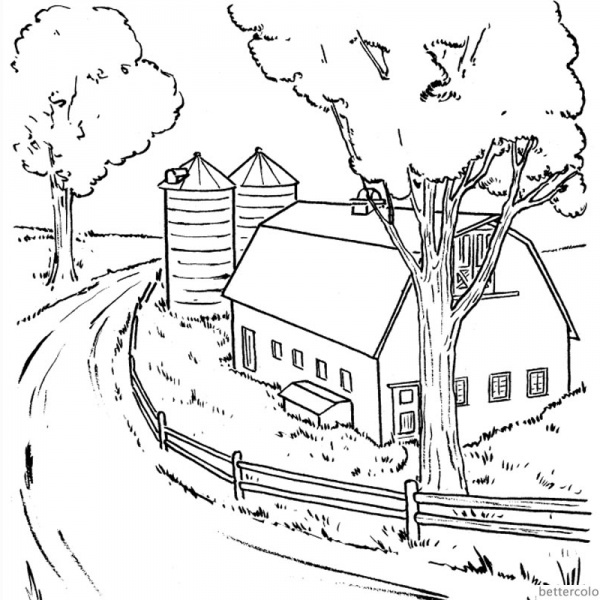 Barn Coloring Pages tall barn with a door and a window - Free Printable
