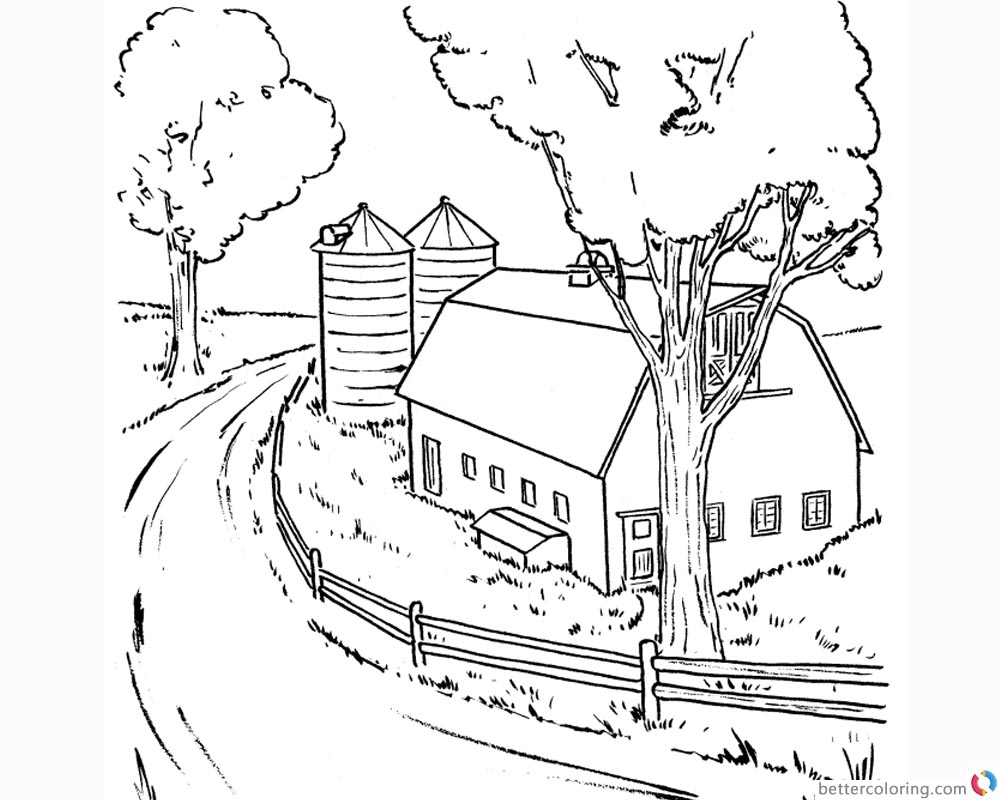 Barn Coloring Pages realistic clipart printable