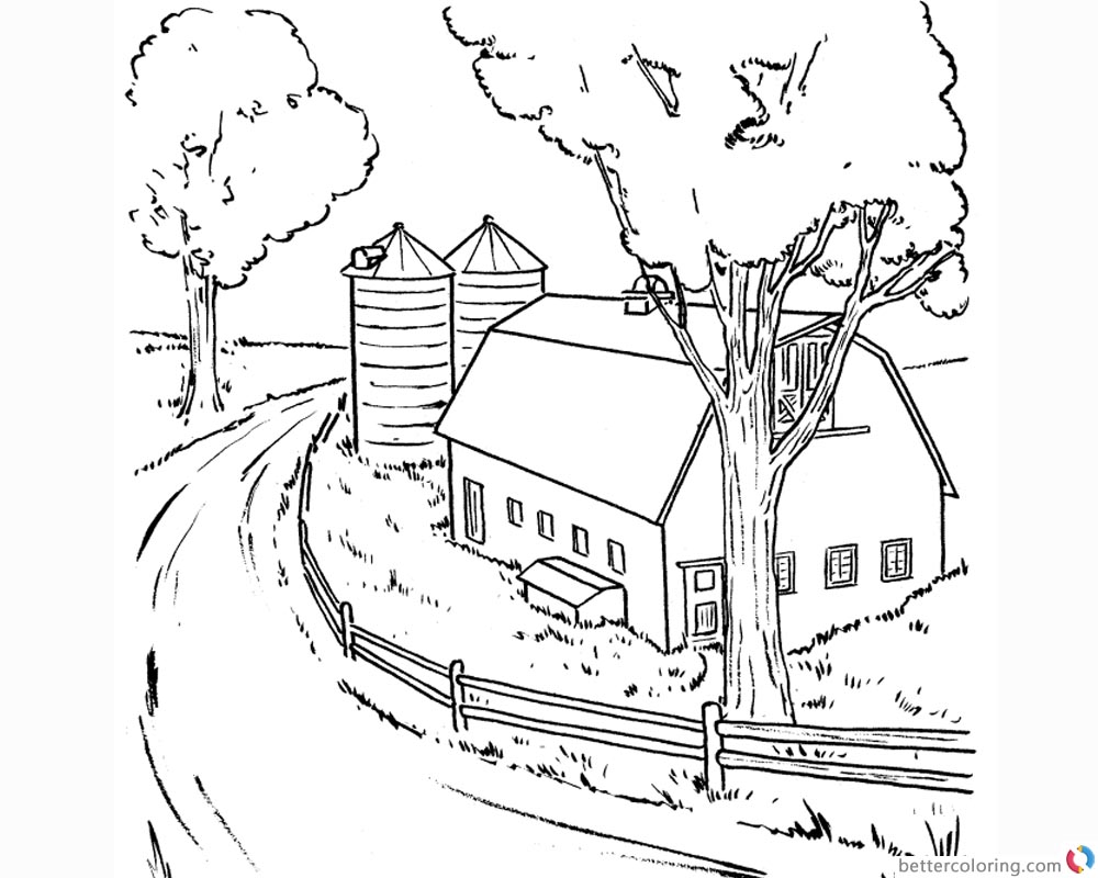 Barn Coloring Pages realistic clipart - Free Printable
