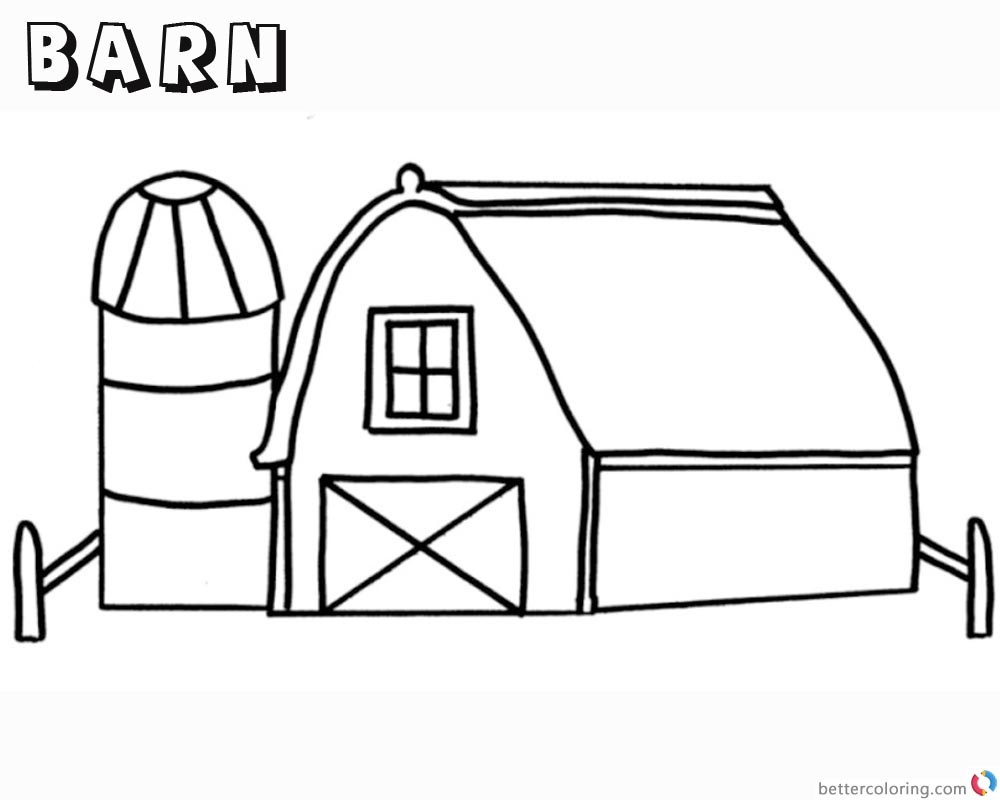 Barn Coloring Pages simple for kids printable