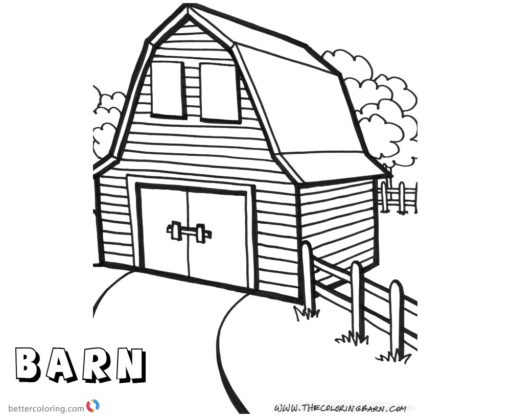 Barn Coloring Pages square barn with two windows printable