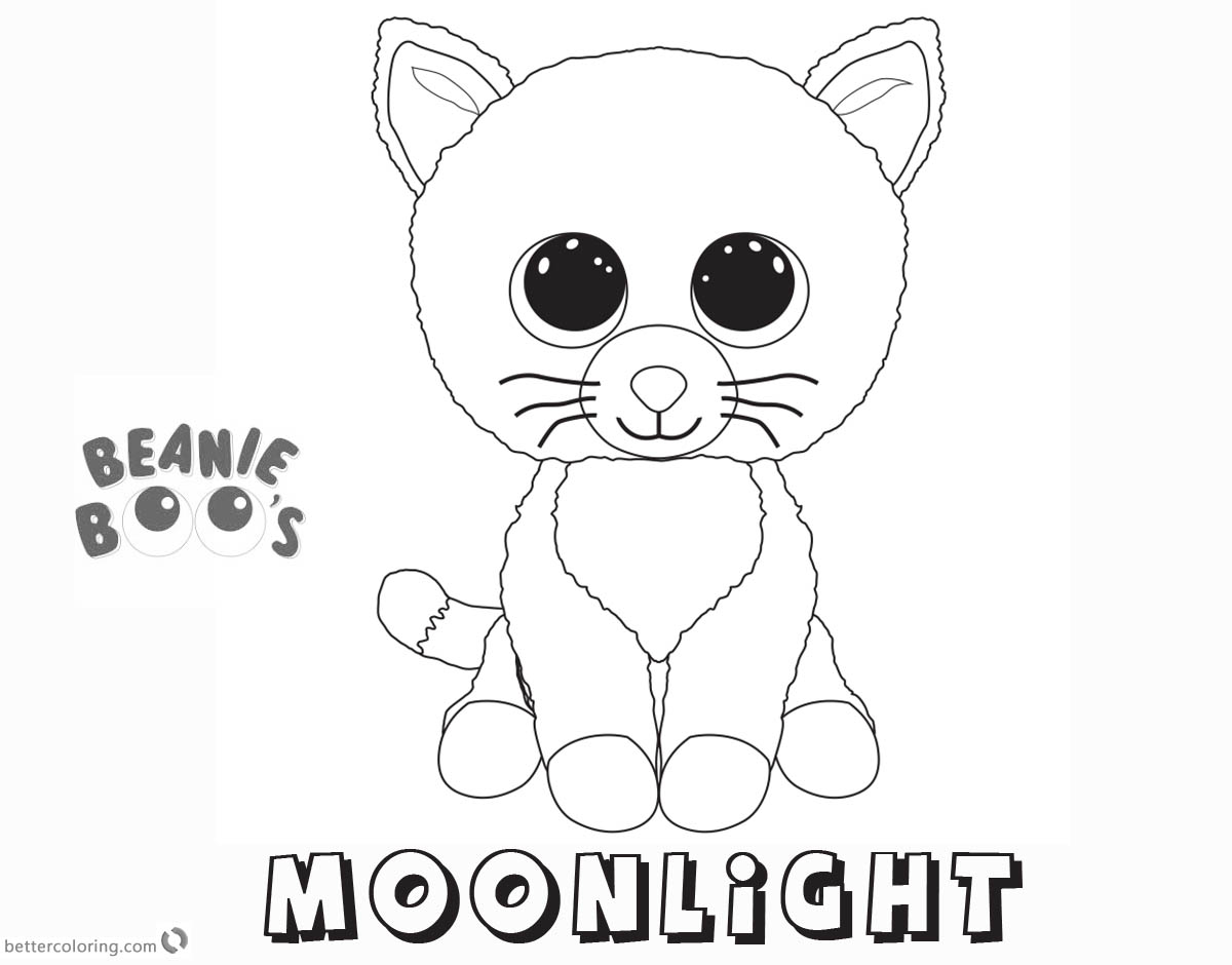 Free Beanie Boo Coloring Pages cat moonlight Printable