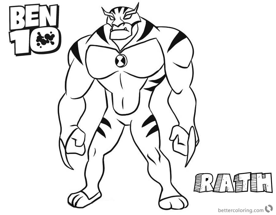 Ben 10 Coloring Pages Alien Force Rath printable for free