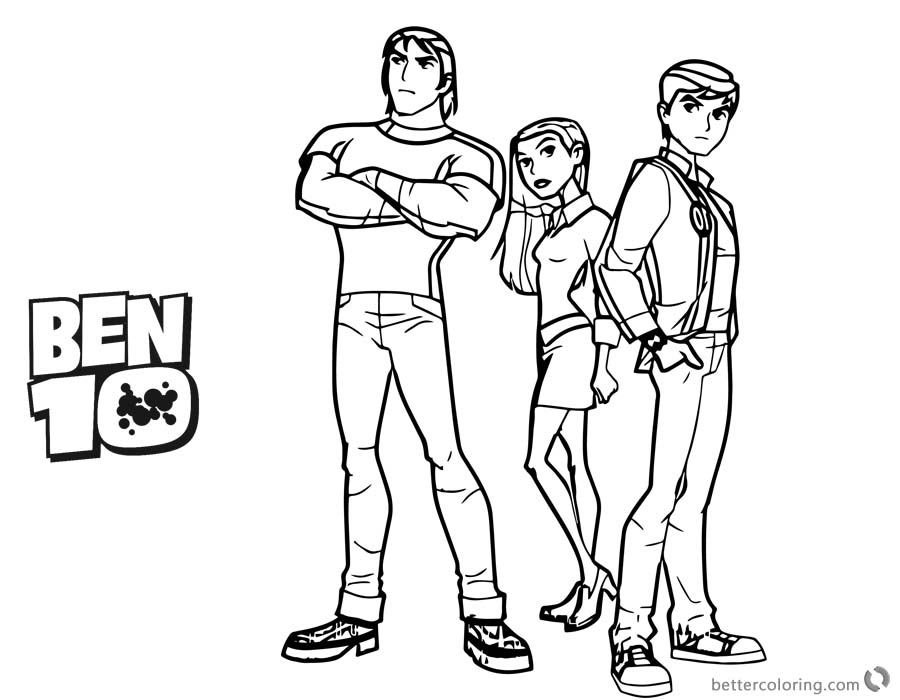 Ben 10 Coloring Pages Ben and Partners printable for free