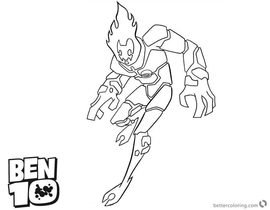 Ben 10 Coloring Pages Heatblast printable for free