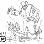 Ben 10 Coloring Pages Robot Alien Force Coloring Sheet