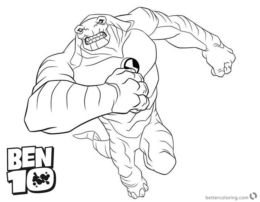 Ben 10 Coloring Pages Strong Alien Drawing Art printable for free