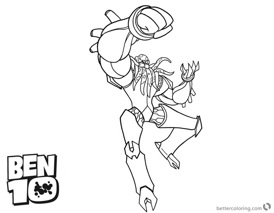 Ben 10 Coloring Pages Vilgax is Fighting Line art printable for free