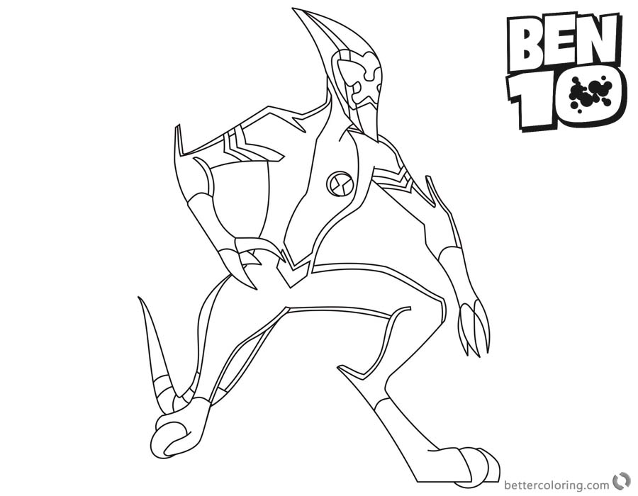 Ben 10 Coloring Pages Xlr8 Line Art printable for free