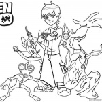 Ben 10 coloring pages Characters Black and White Clipart