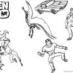 Ben 10 coloring pages Five Characters Lineart