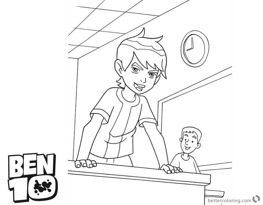 Ben 10 coloring pages In the Classroom printable for free