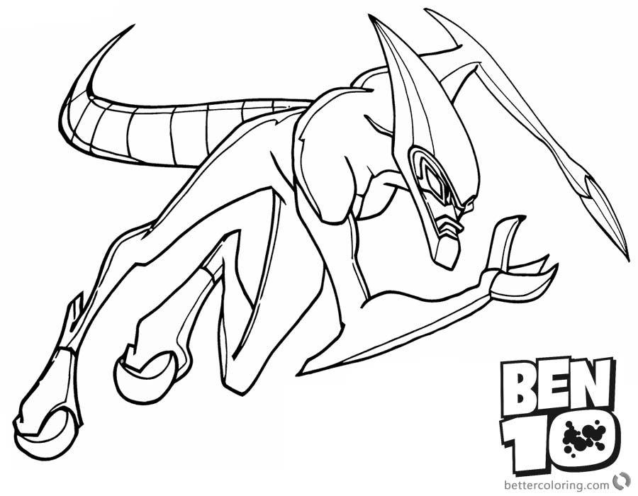 Ben 10 coloring pages Xlr8 Line Drawing Picture printable for free